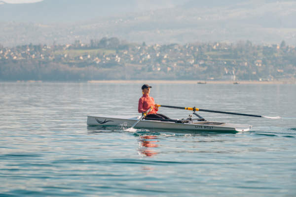 LiteSport 1X recreational rowing boat on lake of Bourget FR