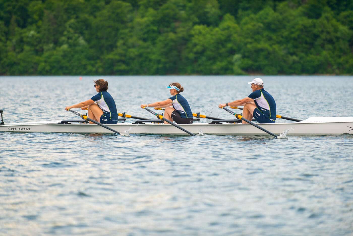 Litetrio, triple rowing boat in triple scull setup