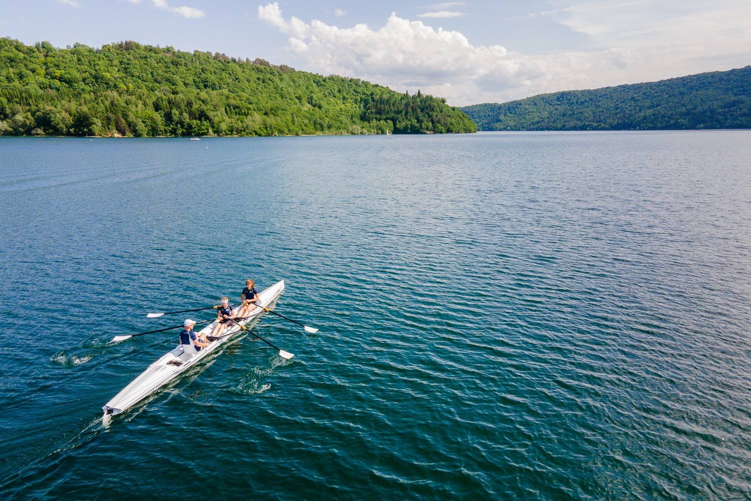 Litetrio, triple rowing boat in double scull setup