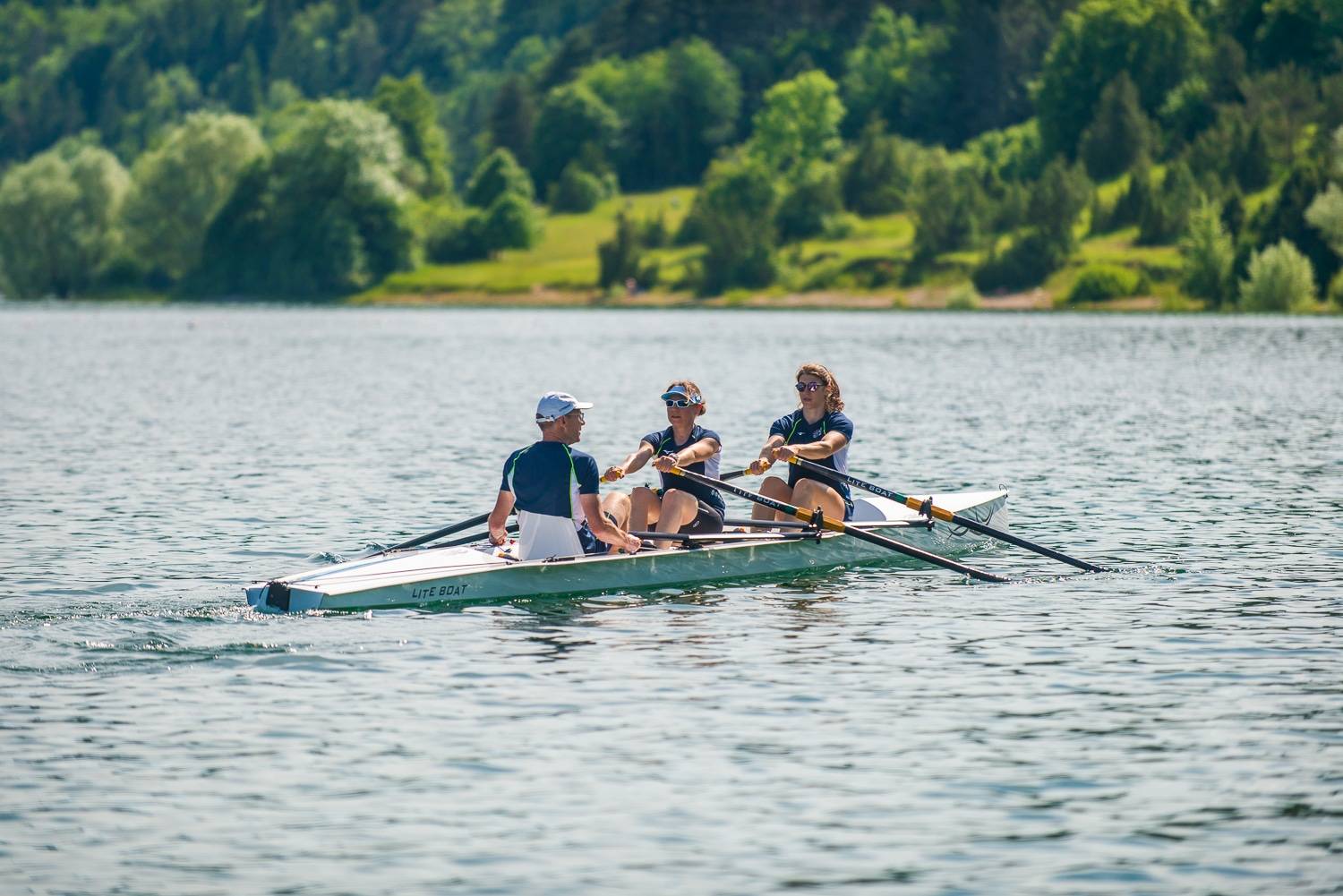Litetrio, triple rowing boat in double scull setup